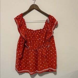 Old Navy Red Floral Ruffle Crop Top